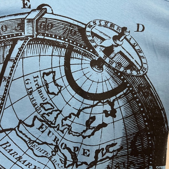 Vintage Anvil Blue Globe Map Richard Byrd Single Stitch Cotton Graphic Tee USA L - Picture 4 of 6